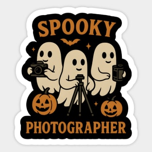 Spooky Photographer Ghost Halloween Camera Graphic Sticker